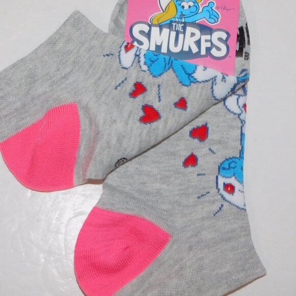 Set of 2 Pairs of SMURFS ( Smurfette ) Womens 6 - 9.5 ankle socks NEW - Picture 4 of 6